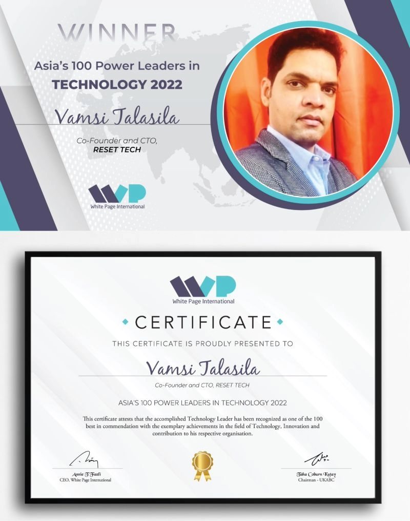 Asia's 100 Power Leaders in Technology 2022 certificate, White Page International